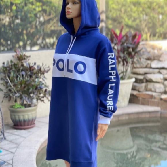 Polo Ralph Lauren Women Polo Logo Colorblock Fleece Hoodie Dress - Picture 7 of 8